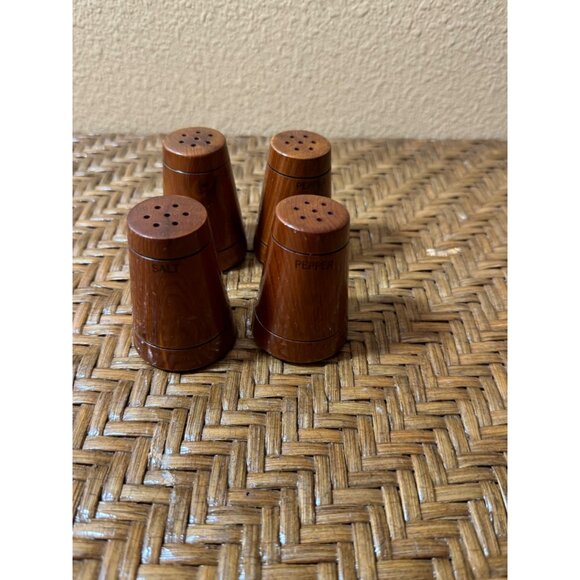Vintage Wooden Salt & Pepper Shakers 2 Complete Sets - Picture 1 of 7